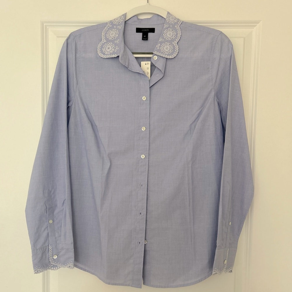 J. Crew Perfect Shirt w/ Eyelet Trim